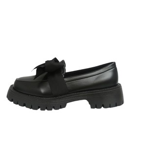 Mocassins à semelle épaisse à enfiler, style britannique, avec nœuds, chaussures en cuir pour l'automne, grandes tailles, talons plats moyens, 43 - Product Image 5