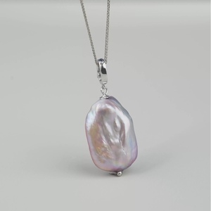 Fashionable Taro Purple Baroque Pendant Necklace Freshwater Light Pink Purple Pearl Large Pendant Stylish Buddhism <b>Inspired</b> - Product Image 3