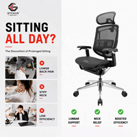 Chaise de bureau ergonomique en maille pour cadres, modèle 138 °   Support lombaire réglable robuste 150 kg GTCHAIR Marrit Ultra