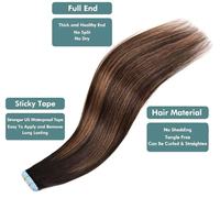 Extensions de cheveux humains Remy à double trame, à bandes adhésives, lisses, sans couture, de type européen, avec cuticules intactes, sans traitement chimique, personnalisables