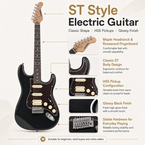<span class=keywords><strong>Guitare</strong></span> électrique style ST brillante avec micros HSS, touche en palissandre et pont vibrato stable pour la <span class=keywords><strong>vente</strong></span> en gros aux magasins de musique - Product Image 1
