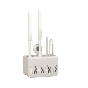 Toilet Brush Holder Set With Base Long Handle Wall Mounted Rectangular Milky White Durable Modern Design - Product Image 5
