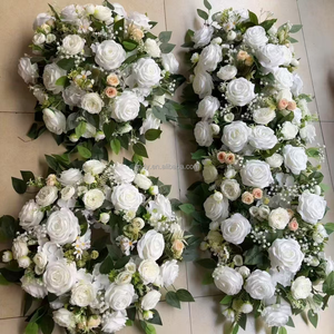 Fournitures funéraires Couronne de <span class=keywords><strong>fleurs</strong></span> blanches <span class=keywords><strong>Fleurs</strong></span> décoratives, couronnes et plantes <span class=keywords><strong>Fleurs</strong></span> funéraires artificielles personnalisées - Product Image 1