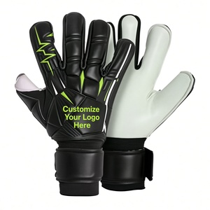 Gants de gardien de but de football personnalisables en cuir PU, à doigts entiers, antidérapants, avec sangle de poignet réglable, unisexe - Product Image 1