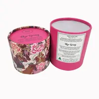 Atacado cilindro de papelão rosa embalagem de presente de rosa tubo de papel rosa de luxo vela caixa redonda com logotipo personalizado