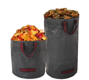 ถุงเก็บใบไม้ในสวนแบบหนาเคลือบ PP กันน้ำ ถุงใส่ขยะสำหรับปุ๋ยหมัก สีเทา-ดำ - Product Image 4