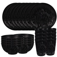 Service de vaisselle moderne en plastique à texture ondulée, résistant au micro-ondes, peint à la main, assiettes, bols, tasses, blanc, pour la maison et la cuisine