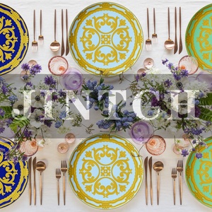 Vajilla de Porcelana China al por Mayor, Juegos de Platos de Cerámica para <span class=keywords><strong>Cena</strong></span>, Vajilla de Lujo con Borde Dorado - Product Image 1