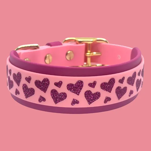 Meistverkauftes Buntes Herz-Geister-Punkt-Bananen-Regenbogen PVC-Wärmeübertragung Individuelles Muster Hundehalsband - Product Image 2