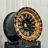 Jantes de drag racing en alliage or et noir 5x120 15x10 17x11 17x10, jantes de drag forgées Beadlock 5x114.3 pour Mustang Supra Corvette
