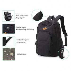 Custom Logo 26L Black School <b>Backpack</b> Waterproof College Travel Business <b>Backpack</b> Bag with <b>Multi</b> <b>Compartments</b> - Product Image 6