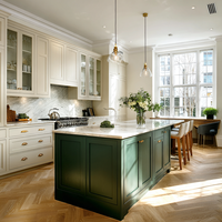 Meubles de cuisine laqués modernes sur mesure avec îlot central et rangement intégré pour appareils électroménagers, pour une conception personnalisée