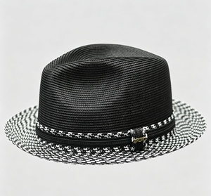 unisex's Two-Tone Braided Straw Fedora <b>Hat</b>, Breathable Pinch Front Summer Trilby with Decorative <b>Band</b>, Protection Sun <b>Hat</b> - Product Image 4