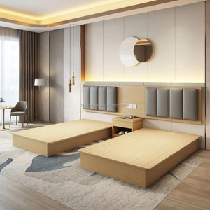 Juego de Cama de Madera Contrachapada Directo de Fábrica, Diseño Minimalista con Mesitas de Noche para Proyectos de Hoteles Económicos y Apartamentos - Product Image 6