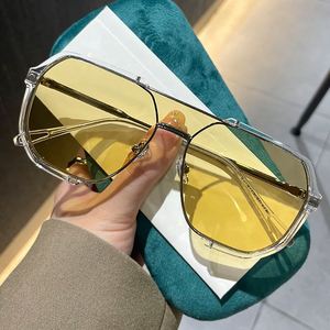 Gafas de Sol Transparentes de Gran Tamaño con Logotipo Personalizado, Tendencia 2025, Protección UV400, Doble Puente, Montura Grande, Poligonales, para Hombre y Mujer - Product Image 4