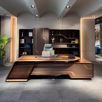 Bureau de direction moderne de luxe, grand bureau en forme de L en bois massif avec un grand tiroir de rangement, meubles