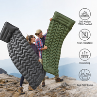 Matelas de camping gonflable extra épais de 15 cm avec pompe à pied intégrée, en nylon 40D et TPU