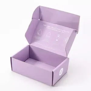 Emballage en carton ondulé violet avec Logo personnalisé, boîte de courrier et de livraison, 50 unités