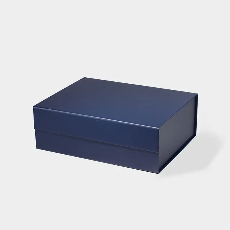 Deep navy blue color bulk packaging rigid recyclable gift packing box with magnetic lid
