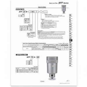 รุ่นตัวกรองลม AFF37B-14B ผลิตภัณฑ์ตัวกรองอากาศ SMC pneumatics - Product Image 1