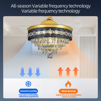 Ventilateur de plafond de luxe 42 pouces avec télécommande DC, éclairage intégré et design cristal invisible, idéal pour la vente en gros