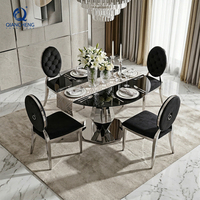 Mesa Moderna para Restaurante de Acero Inoxidable para Cocina y Comedor, Muebles de Alquiler para Eventos y Banquetes, Mesa Redonda con Cubierta de Vidrio para Bodas, Hoteles y Fiestas