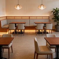 Ensemble de meubles de restaurant modernes et contemporains de haute qualité, table en bois et fer, chaises en métal - Personnalisé pour café, hôtel, salon de thé