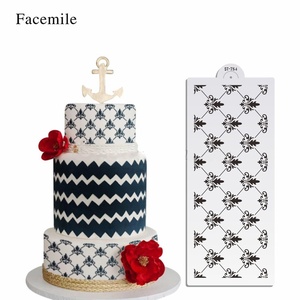 <span class=keywords><strong>Pochoir</strong></span> de surface de gâteau Pochoirs à biscuits Décoration Fleur Dentelle Gâteau Gaufrage Tapis de mariage Texture florale Impression Tapis de dentelle - Product Image 4