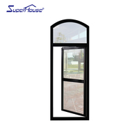 Ventana Abatible y Giratoria de Aluminio con Arco, Marco Negro y Blanco con Rotura de Puente Térmico para Villa