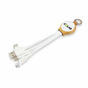 منتج جديد بسعر الجملة قصير من الخيزران مع مفتاح USB شاحن هدية الترويجي ميني <span class=keywords><strong>3</strong></span> في 1 خط كابل - Product Image 1