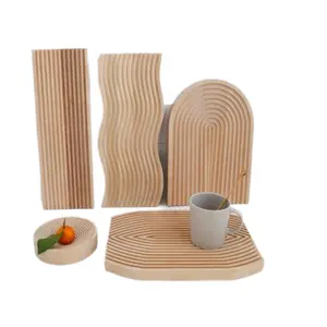 Nordic geometry household beech wood handmade curve breadboard homestay photo props tray restaurant baking tray
