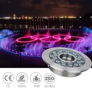 Boquilla subacuática para exteriores IP68 impermeable de acero inoxidable RGB que cambia de varios colores, iluminación de chorro de anillo, luces de fuente de agua