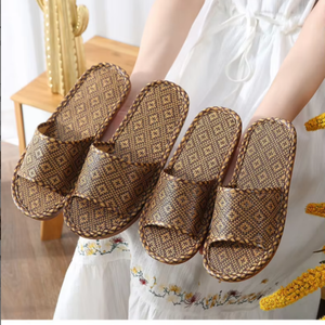 Pantuflas de Verano de Bambú Tejido para Mujer, Sandalias de Casa para Pareja, Casuales, con Suela Suave Antideslizante y Resistente al Desgaste - Product Image 4