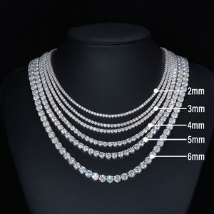 สร้อยคอเทนนิสคลาสสิกแบบฝังเพชรโมอิสซาไนต์ <span class=keywords><strong>VVS</strong></span> เกรดพรีเมียม ทองคำขาว 925 เงินแท้ สำหรับผู้ชายและผู้หญิง - Product Image 2