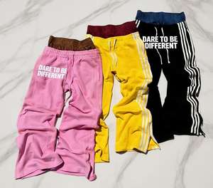 남성용 더블 웨이스트 스웨트팬츠 힙합 루즈핏 하이웨이스트 캐주얼 스트라이프 스트리트웨어 트랙 팬츠 조거 팬츠 - Product Image 1