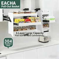 Armário de Parede Moderno para Cozinha de Hotel Eacha, Organizador Vertical Retrátil com Cesto, Multifuncional, 3 Prateleiras, 25cm de Profundidade, 45.2cm