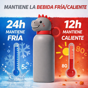 Botella Térmica Infantil OEM de 400 ml de Acero Inoxidable 304, con Cabeza de Dinosaurio de Silicona Personalizable - Product Image 3