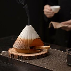 Brûleur d'encens en céramique émaillée style cheminée Mont Fuji, porte-encens aromatique - Product Image 1