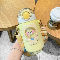 Okul öğrencileri çocuklar 600ml yüksek kaliteli çevre dostu paslanmaz çelik su bardağı sevimli kawaii içme bunny ayı su şişesi