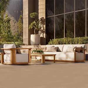 Nhà Máy Bán Hàng Trực Tiếp Boho Mix-Chất Liệu Sinh Thái Hiện Đại Nước UV Chống Tếch Gỗ Ngoài Trời <span class=keywords><strong>Sofa</strong></span> Set Cho Vườn Biệt Thự Khách Sạn Khu Nghỉ Mát Patio - Product Image 1