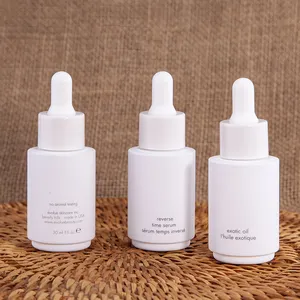 Essential serum milky white PET plastic 30ml dropper bottle