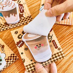 Bloc de Notas Adhesivas con Diseño de Té con Leche y Café, Bonitas Notas Adhesivas Reutilizables con Dibujos Animados, Material Escolar <span class=keywords><strong>para</strong></span> Estudiantes - Product Image 3
