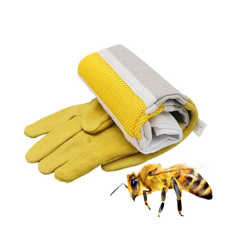 養蜂家の手袋3Dメッシュ通気性長袖養蜂ツール養蜂場保護蜂防止スティング用品