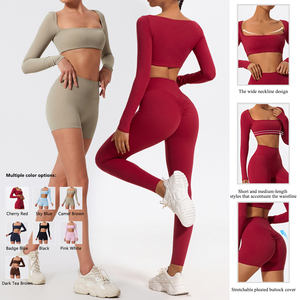Conjunto de Yoga de 2 Piezas para Mujer, Talla Grande, Ligero e Impermeable, con Sujetador Deportivo Cruzado y Pantalones Cortos de Cintura Alta, Ropa Deportiva - Product Image 2