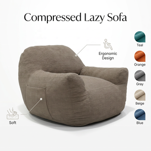 Sofá Perezoso Moderno de Pana Comprimido y Envasado al Vacío, Sillón Ergonómico Tipo Puff Individual para Sala de Estar - Product Image 2