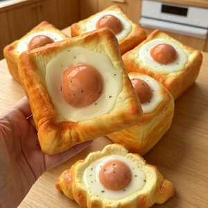 Ornement de simulation réaliste en PU pour petit-déjeuner (œuf, pain grillé, croissant), idéal pour la présentation de pâtisseries, la mise en scène de cafés et comme cadeau à thème assorti - Product Image 5
