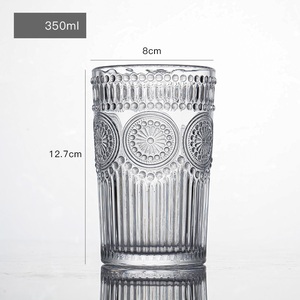 Verre à whisky rétro à motif gaufré, verre à whisky transparent avec bord doré, verre à whisky, eau, jus, lait pour boire - Product Image 3