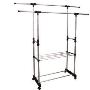 Porte-vêtements à double barre, séchoir à linge, porte-vêtements robuste, porte-manteau portable, armoire en métal, porte-vêtements - Product Image 3