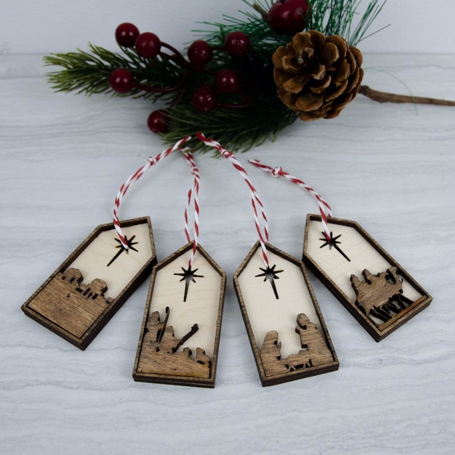 Christmas Ornaments Nativity Scene Wood Tree Ornament Vintage Christmas Tree Decoration Delicate Wooden Nativity Scene Ornaments