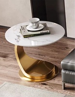 Table basse ovale moderne de luxe léger avec base en acier inoxydable pour la maison, table d'appoint simple pour le salon d'un appartement